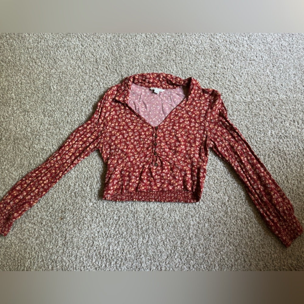 American Eagle Outfitters Red Floral Blouse